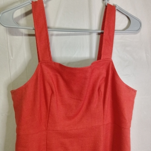 Re- Imagined by J.Crew Tank Sheath Dress Solid Rust Linen Blend SZ Petite 8P - Picture 2 of 11